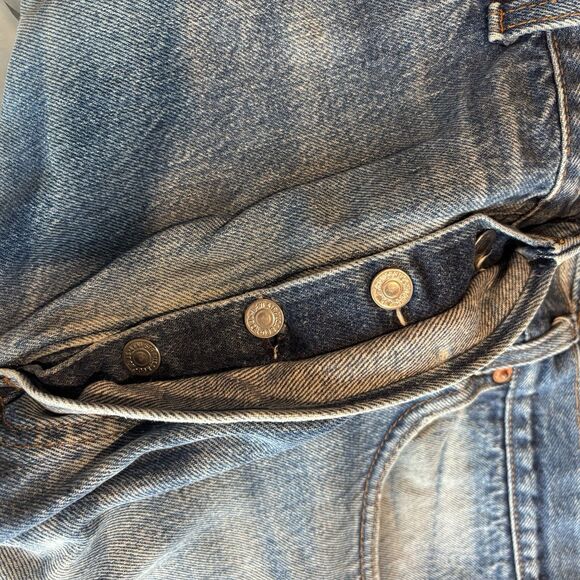 Vintage Levis 501 Made in USA 38 x 34 80s SF faded blue straight 35 x 30 button - Picture 16 of 16